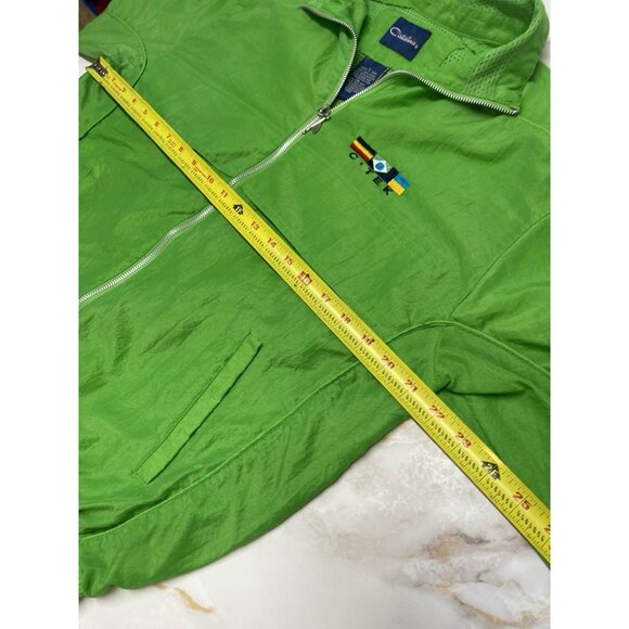 VTG Catalina C-Tek Nautical Lime Green Jacket w/Fish Zipper Pull Y2K Sz S Preppy - Picture 10 of 11